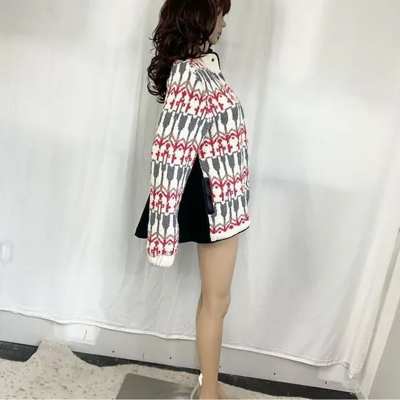 Anthropologie Sleeping On Snow Intarsia fair isle wool blend sweater cardigan S - Picture 6 of 14